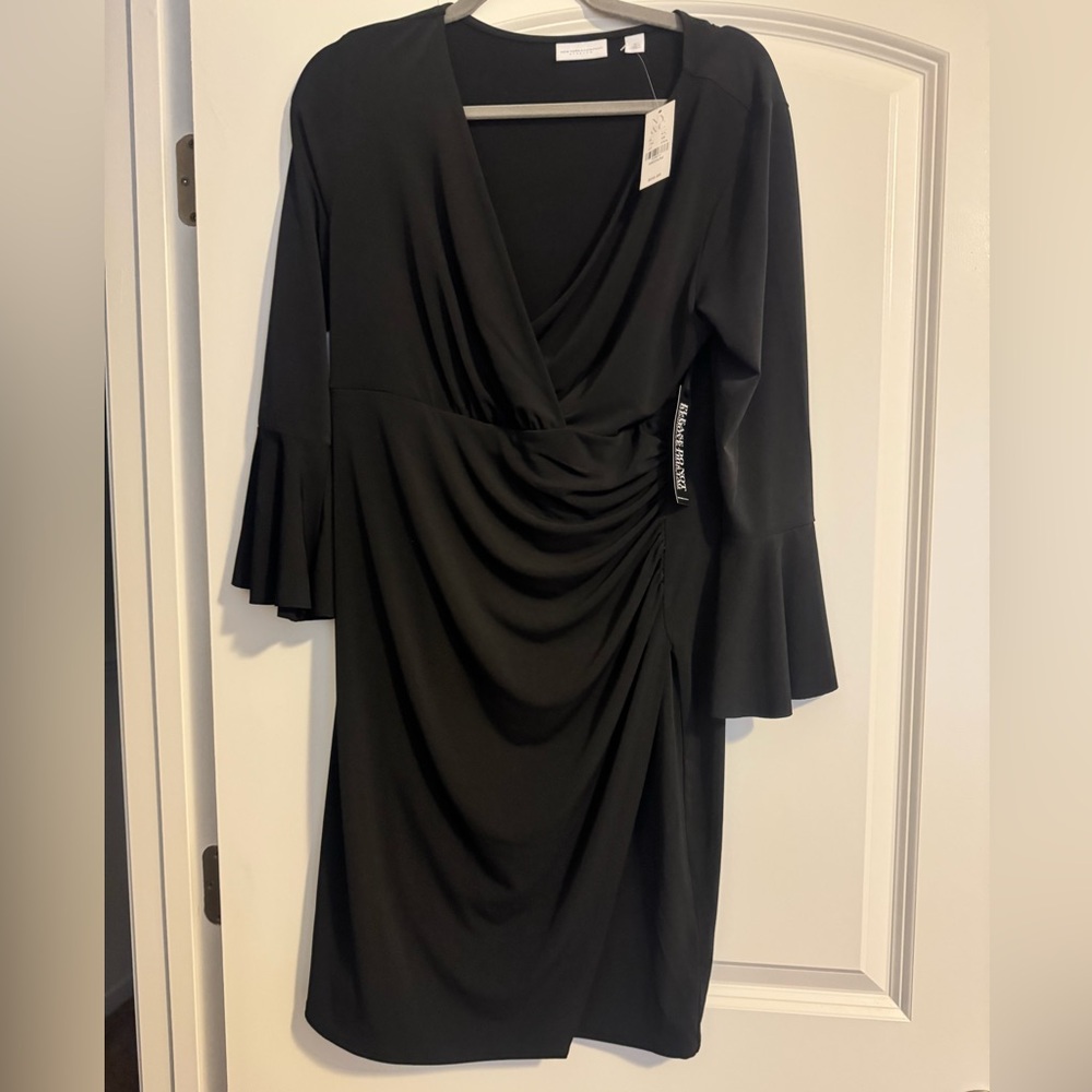NWT New York & Company Black Wrap Dress, Size M - Picture 1 of 3